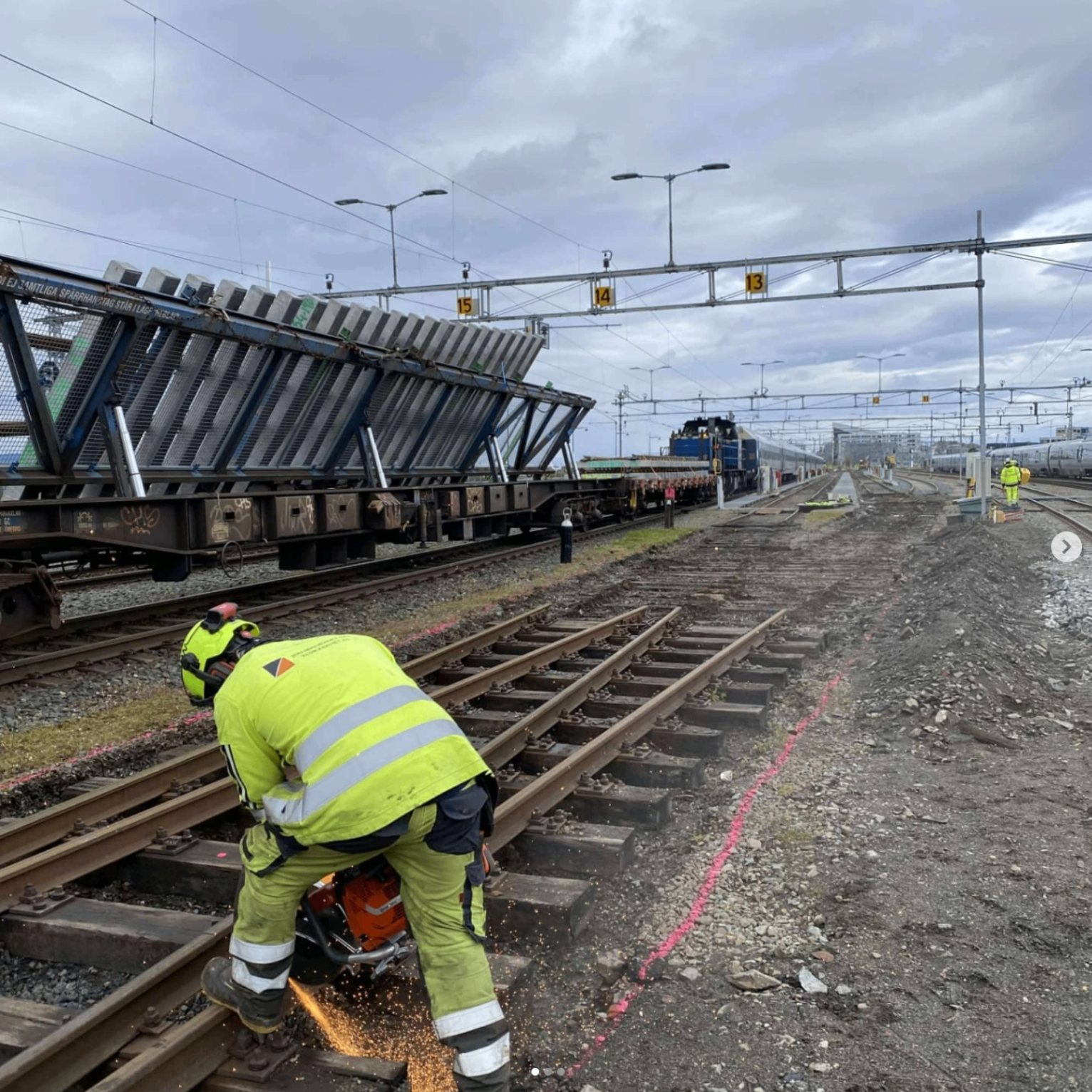 Sporarbeid med kapping og vedlikehold på stasjon
